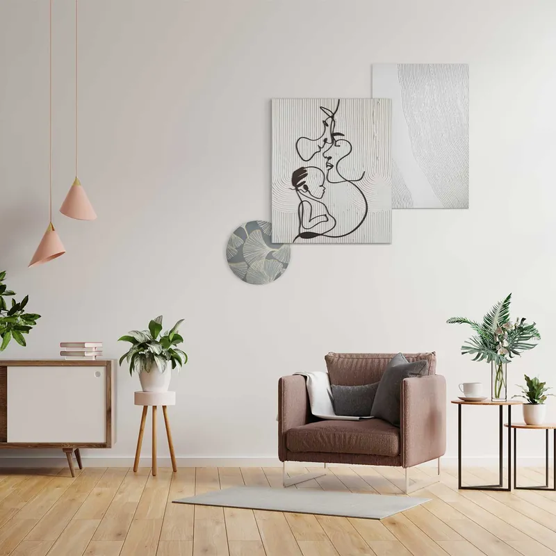 Reso Gratuito Set 3 pezzi quadri in legno con incisione a tecnica laser dal design moderno