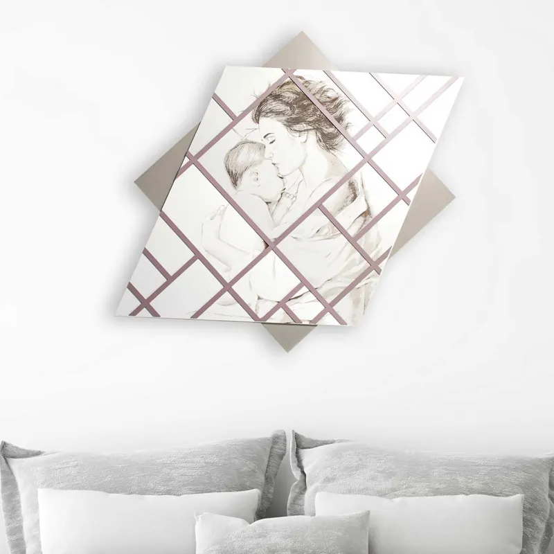 Capezzale da parete in legno con incisioni a laser dal design moderno 100x95 Ultimissimo Modello