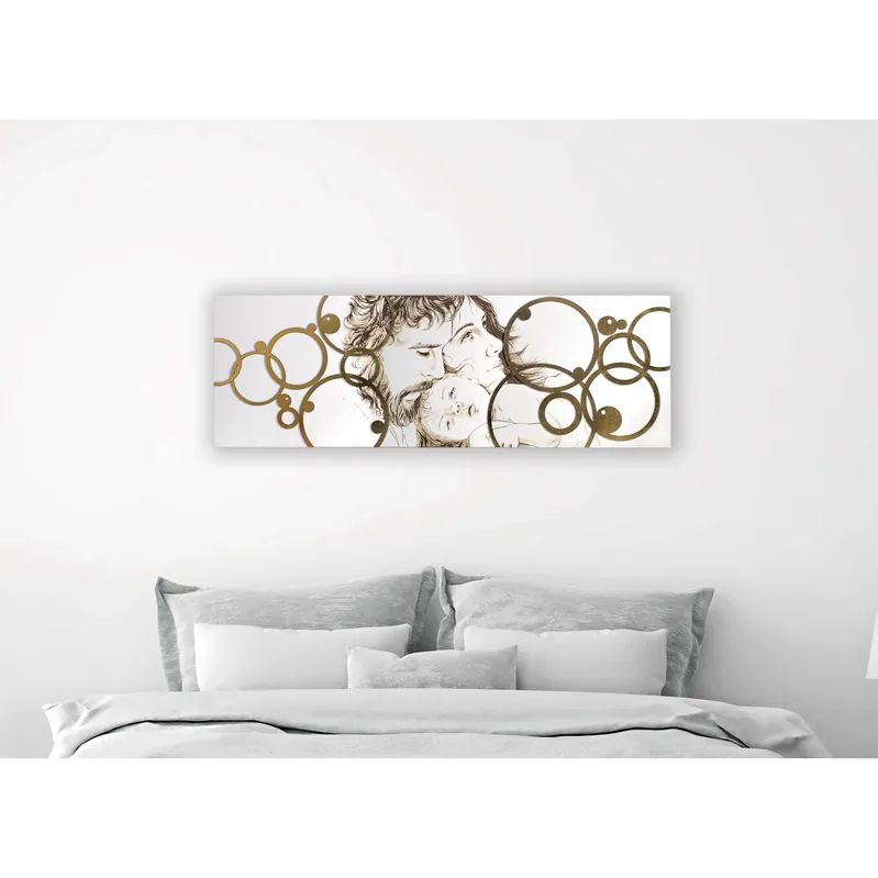 Prezzo Scontato Capezzale moderno in legno con raffigurazione incisa a laser 150x50