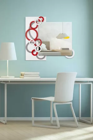 Specchio da parete cornice in legno design moderno e dalle linee geometriche Pagamento Sicuro