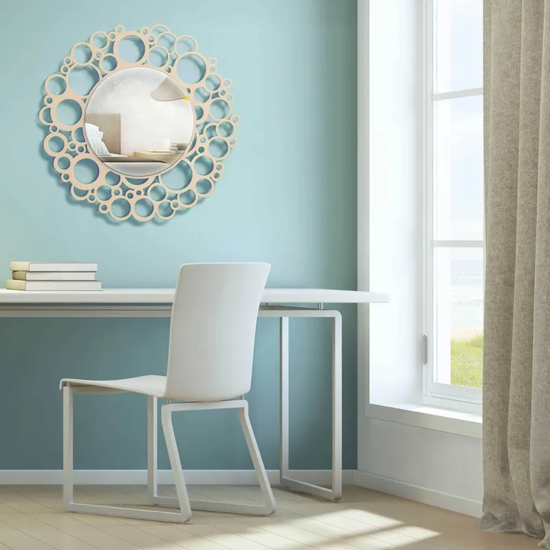 Ultima Occasione Specchio da parete rotondo con cornice in legno dal design moderno