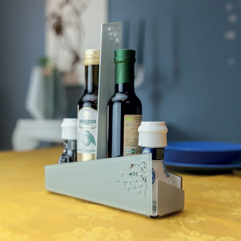 Portacondimenti per sale-pepe-olio-aceto con struttura in plexiglass Compra Oggi Stesso