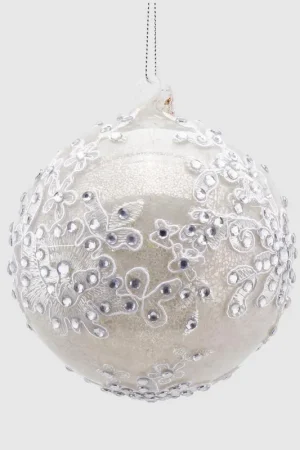 Saldi Decorazione natalizia palla in vetro grande con gemme