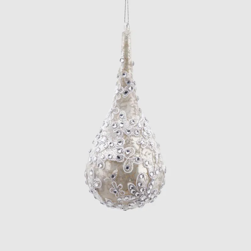 Decorazione natalizia palla in vetro a goccia con gemme Promozione