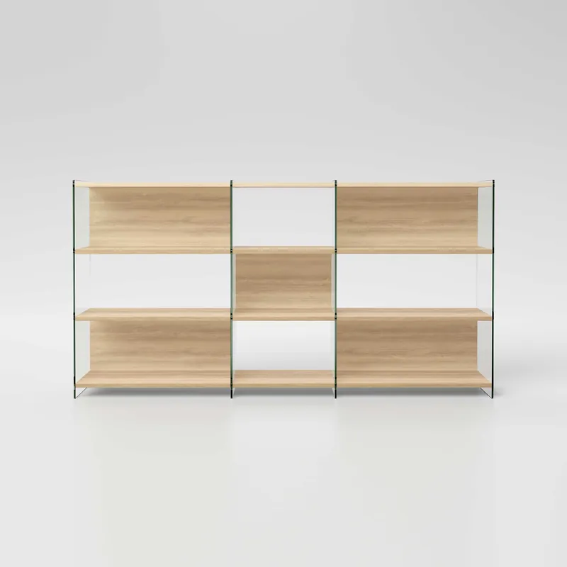 Prezzo Scontato Libreria in legno con fianchi in vetro dal design moderno ed elegante