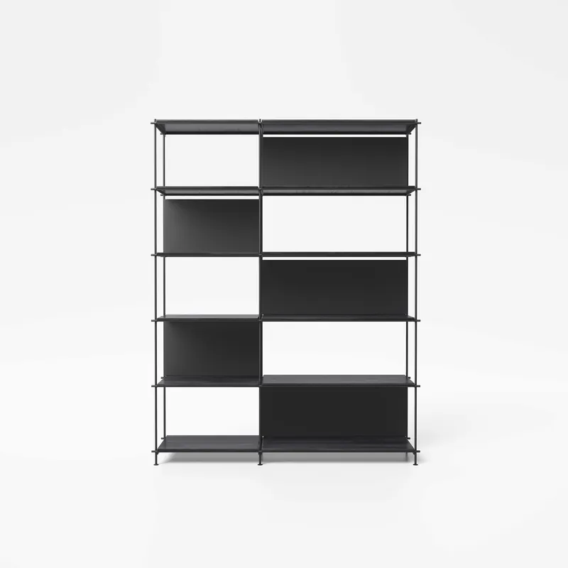 Offerta Limitata Libreria componibile moderna in acciaio con varie scaffalature a vista
