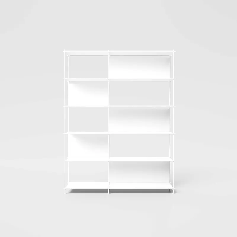 Ultime Pezzi Libreria componibile moderna in acciaio con varie scaffalature a vista
