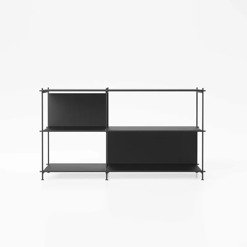Novità Libreria bassa componibile moderna in acciaio con varie scaffalature a vista