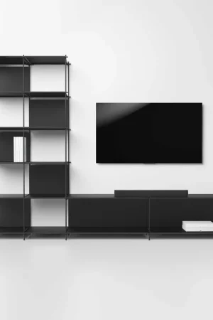 Ultima Occasione Libreria componibile moderna con scaffalature a varie altezze a vista in acciaio