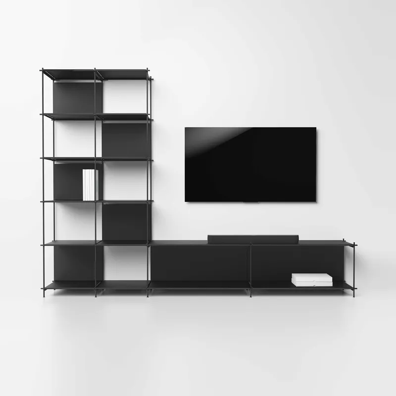 Ultima Occasione Libreria componibile moderna con scaffalature a varie altezze a vista in acciaio