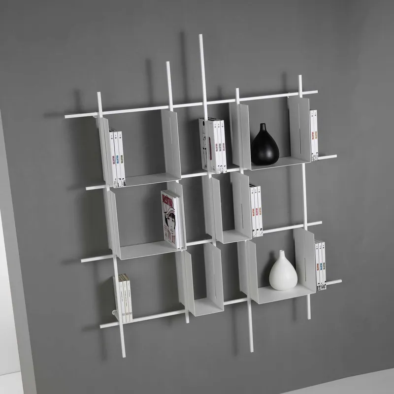 Direttamente Dal Produttore Libreria da parete in acciaio tubolare con contenitori in acciaio di design