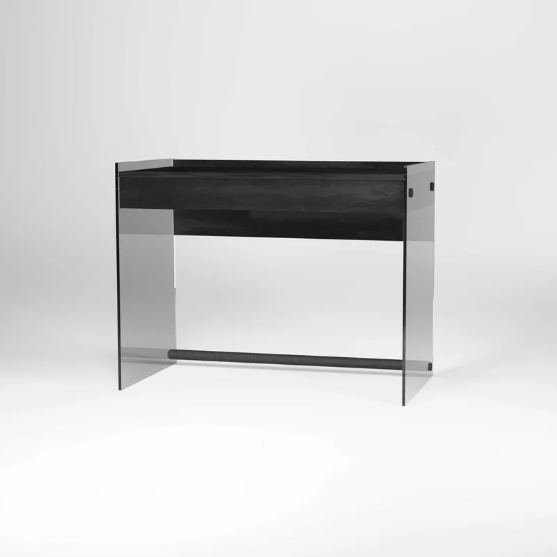 Scrivania con struttura in vetro top e cassetto in legno Ultima Occasione