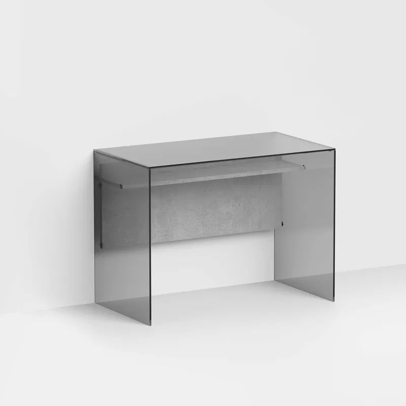 Scrivania con ante e ripiano in vetro e corpo interno in legno Sconto