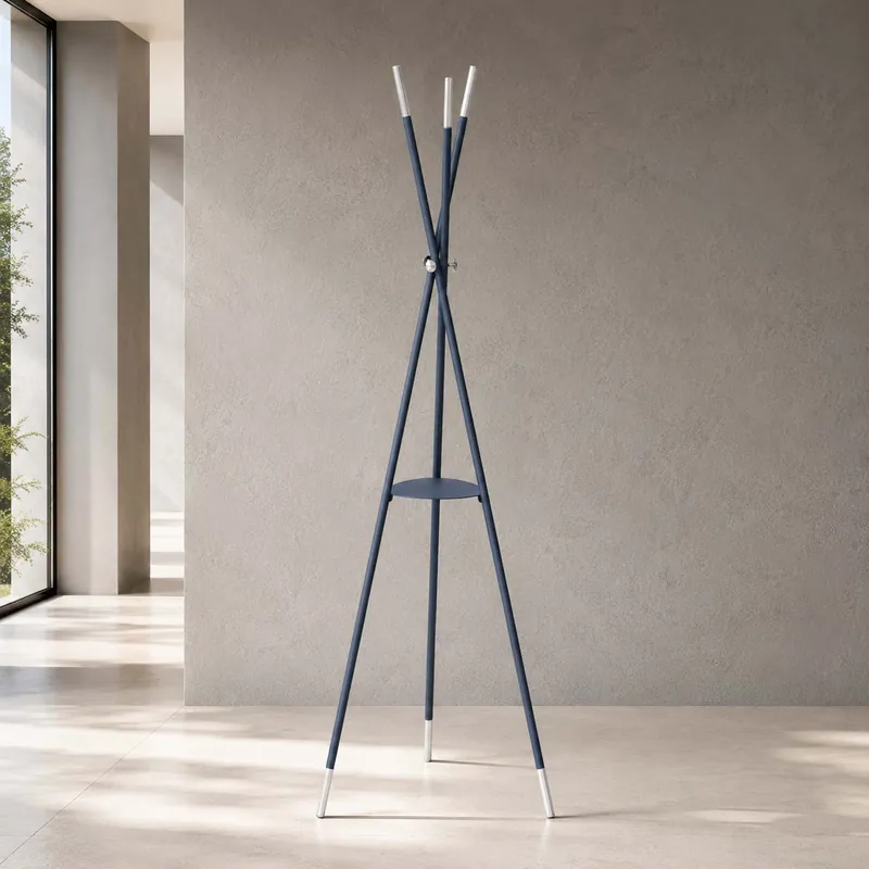 Appendiabiti di design da terra per ingresso con treppiede in acciaio Professionale