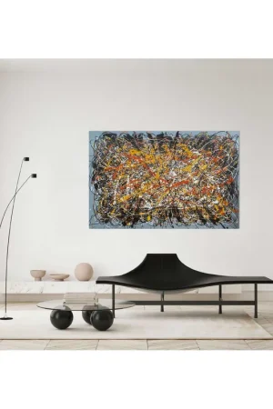 Economico Quadro moderno dipinto a mano su tela "Omaggio a Pollock" 150x100