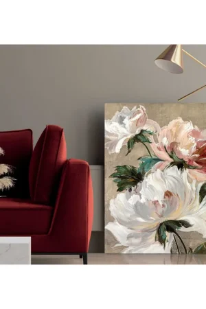 Compra Oggi Stesso Quadro moderno floreale dipinto a mano su tela "Elegant roses 2" 80X100