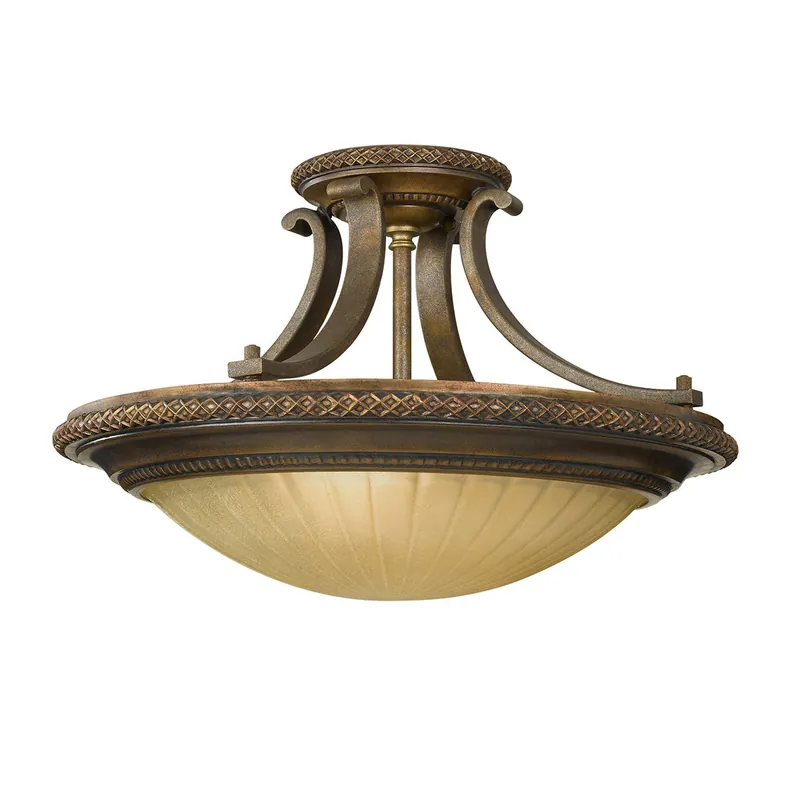 Ultimissimo Modello Lampada da soffitto rotonda classica in acciaio con diffusore in vetro 2 luci - 60W - IP20