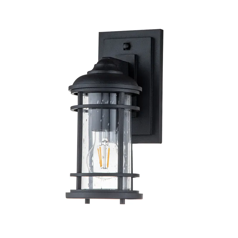 Saldi Lanterna da parete piccola in acciaio con diffusore in vetro a 1 luce - 60W - IP44