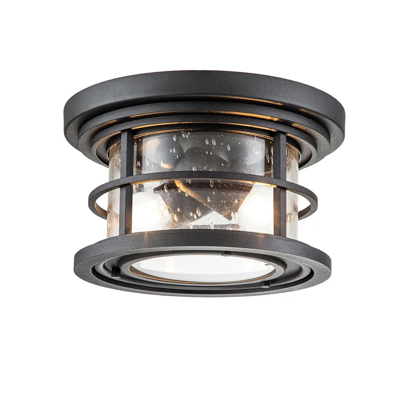 Plafoniera rotonda da esterno in acciaio con diffusore in vetro a 2 luci - 40W - IP44 Must-Have