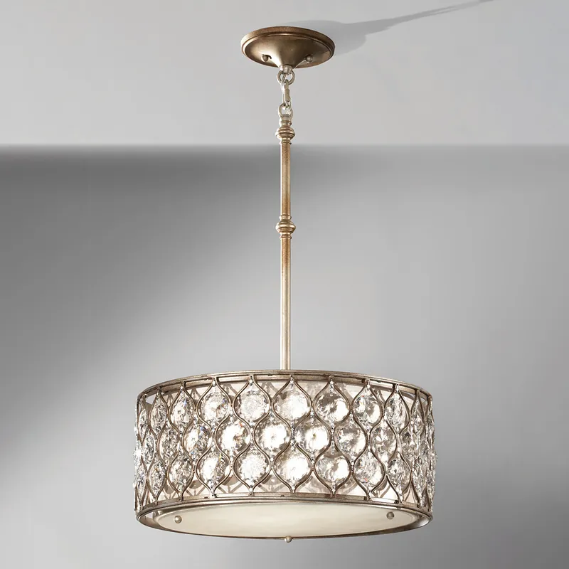 Lampada a sospensione in acciaio con diffusore rotondo con cristalli a 3 luci - 60W - IP20 Compra Adesso