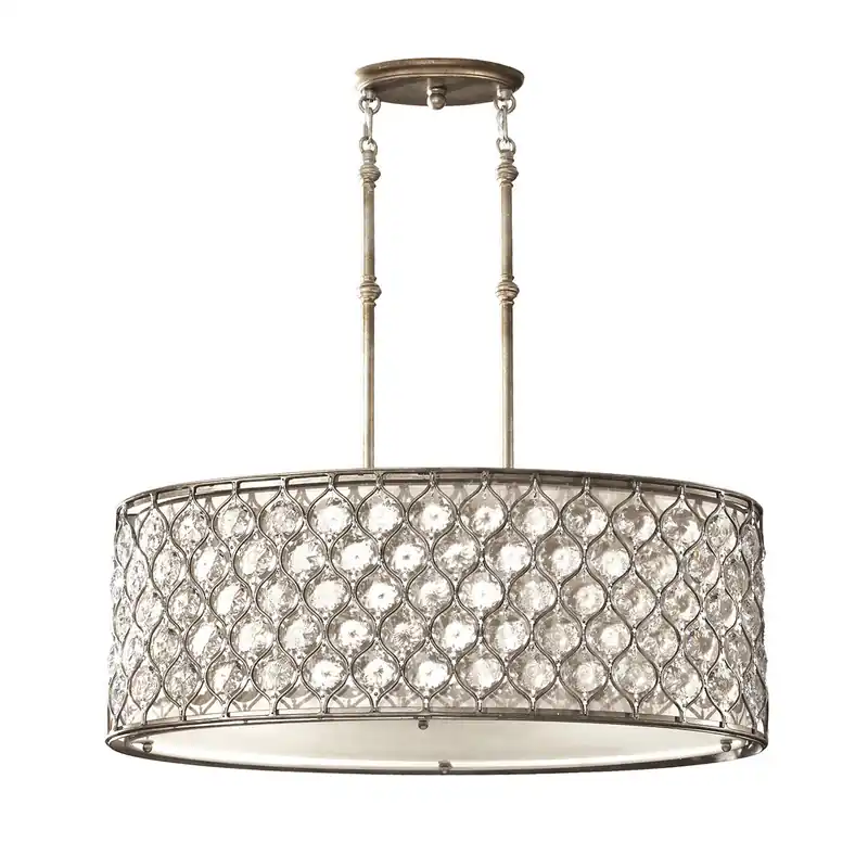 Novità Lampada a sospensione in acciaio con diffusore ovale con cristalli a 3 luci - 100W - IP20