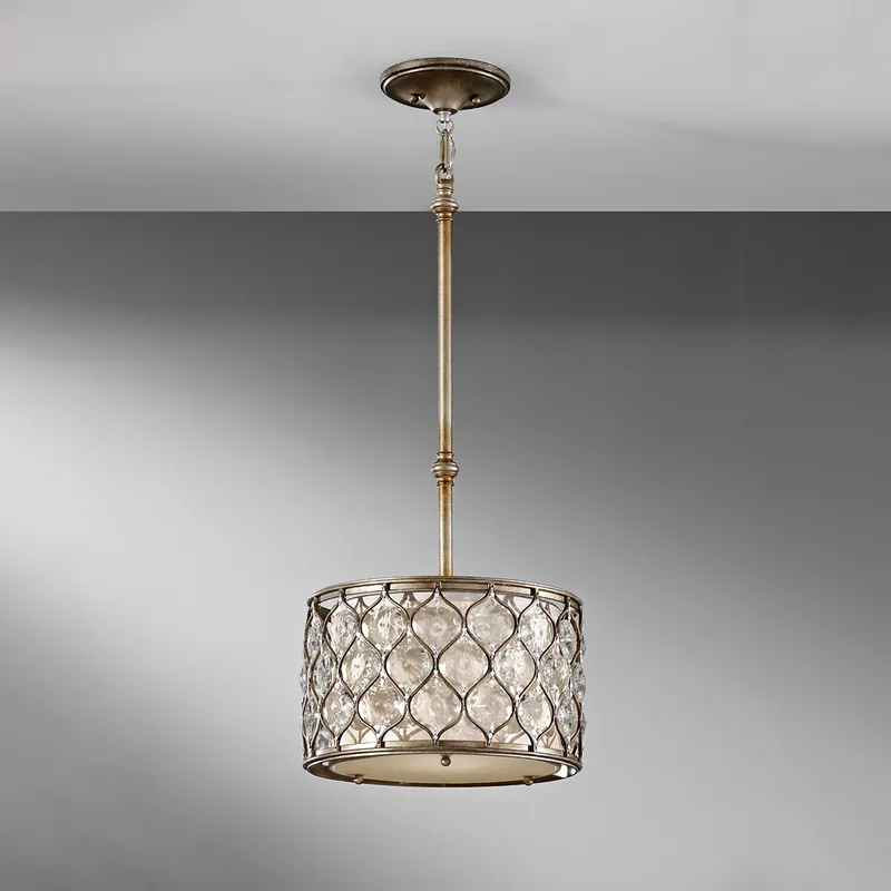 Lampada a sospensione in acciaio diffusore rotondo con cristalli a 1 luce - 60W - IP20 Prezzo Conveniente