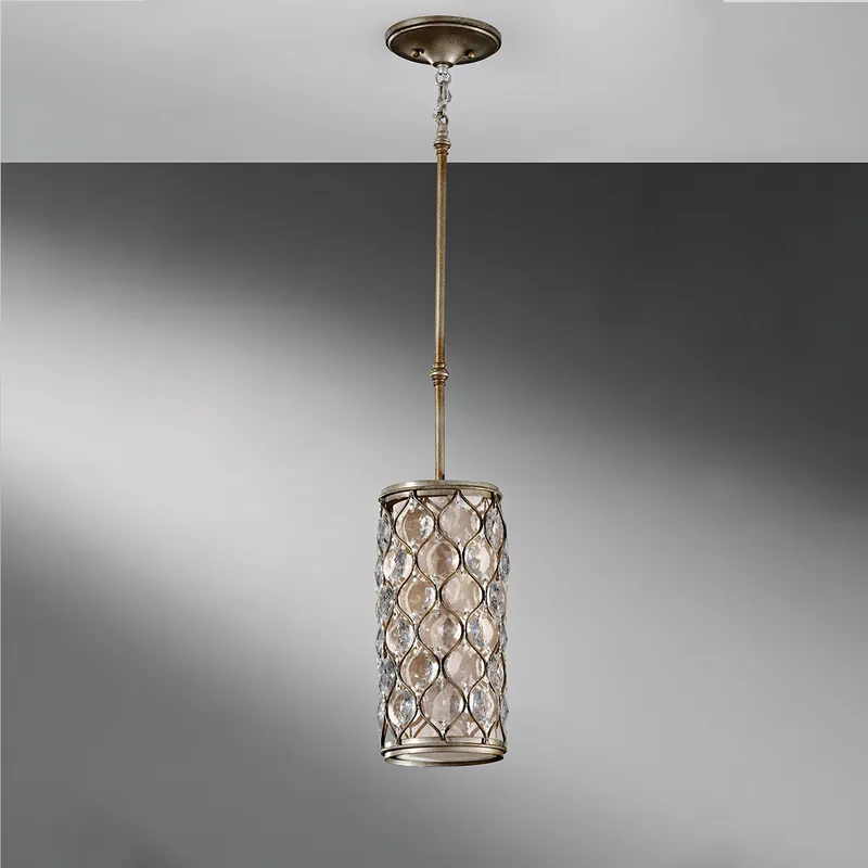 Lampada a sospensione mini in acciaio diffusore rotondo con cristalli a 1 luce - 60W - IP20 Acquista Ora