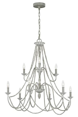 Di Tendenza Lampadario grande classico in acciaio e strass in legno con 9 luci - 60W - IP20
