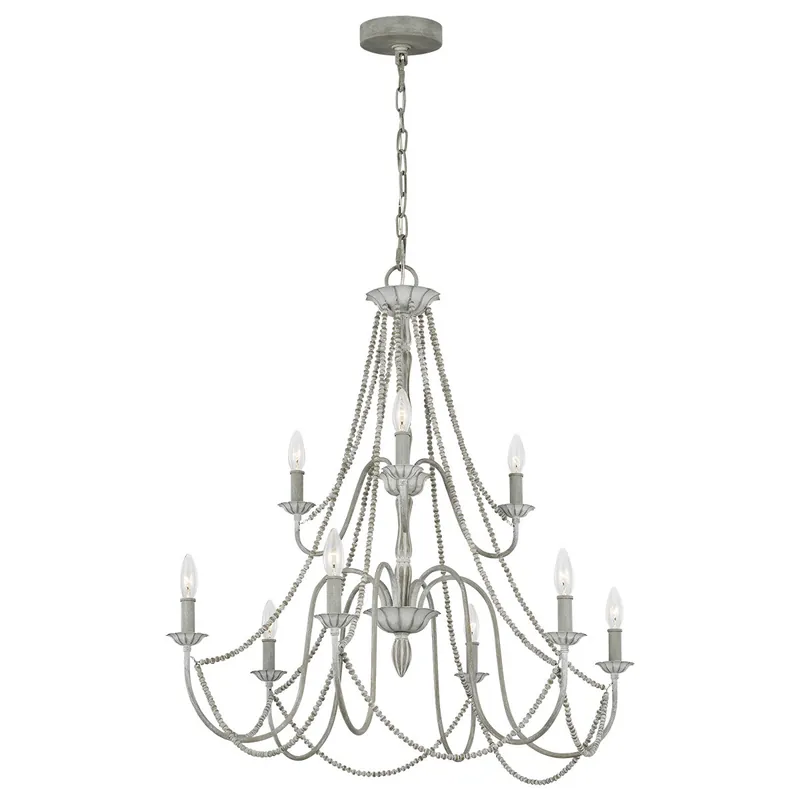 Di Tendenza Lampadario grande classico in acciaio e strass in legno con 9 luci - 60W - IP20
