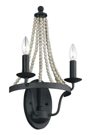 Lampada a parete classica in acciaio con dettagli in legno a 2 luci - 40W - IP20 Must-Have