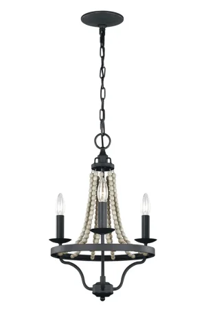 Consegna Rapida Lampadario piccolo classico in acciaio con dettagli in legno a 3 luci - 40W - IP20