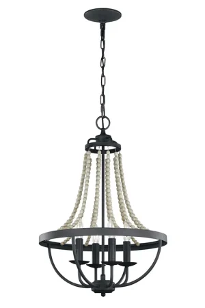 Compra Oggi Stesso Lampadario medio classico in acciaio con dettagli in legno a 4 luci - 40W - IP20