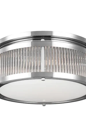 Consegna Rapida Plafoniera rotonda media in acciaio con diffusore in vetro a LED a 3 luci G9 - 3W - IP44