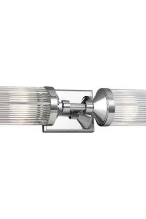 Applique a parete in acciaio con doppio diffusore in vetro a LED a 2 luci G9 - 3W - IP44 Soddisfatti O Rimborsati