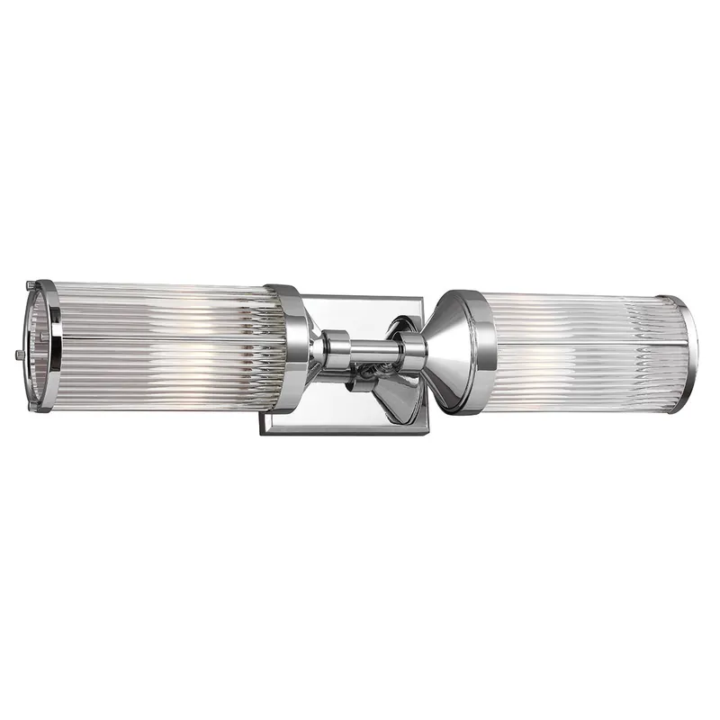Applique a parete in acciaio con doppio diffusore in vetro a LED a 2 luci G9 - 3W - IP44 Soddisfatti O Rimborsati