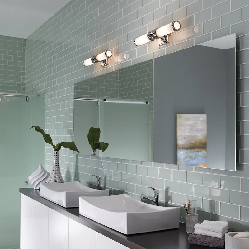 Lampada da parete da bagno struttura in acciaio con 2 diffusore a LED G9 - 3W - IP44 Miglior Prezzo
