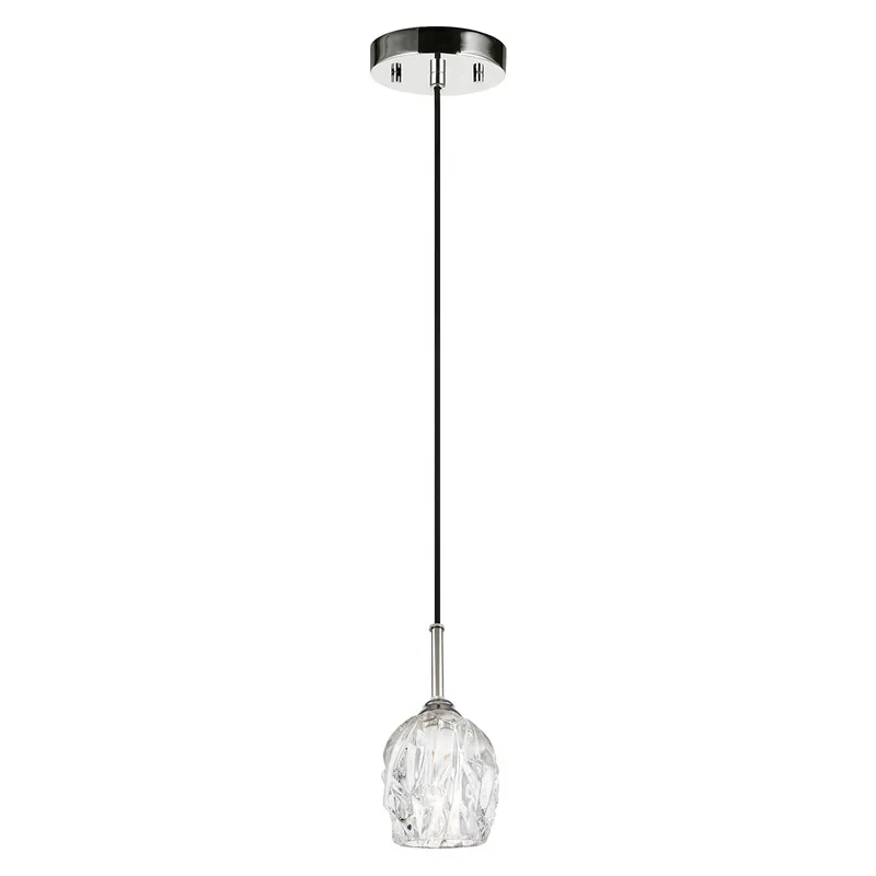 Spedito Oggi Lampada a sospensione mini moderna in acciaio con diffusore in vetro a 1 luce - 3W - IP20