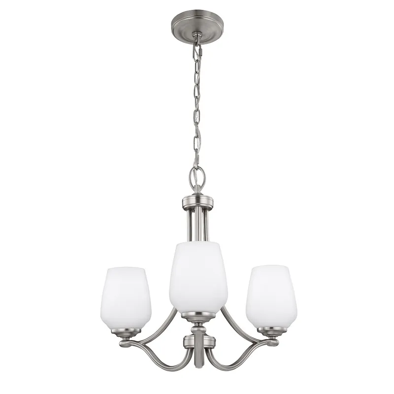 Lampadario piccolo moderno in acciaio con diffusori in vetro con 3 luci - 60W - IP20 Offerta Speciale