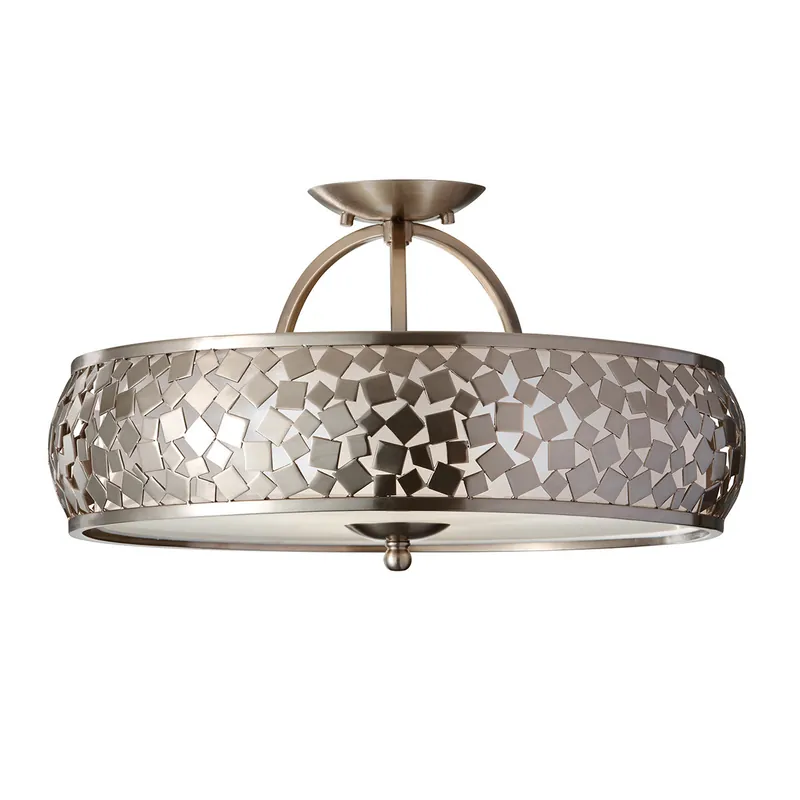 Super Prezzo Lampada a soffitto rotonda moderna in acciaio con diffusore in vetro a 3 luci - 60W - IP20
