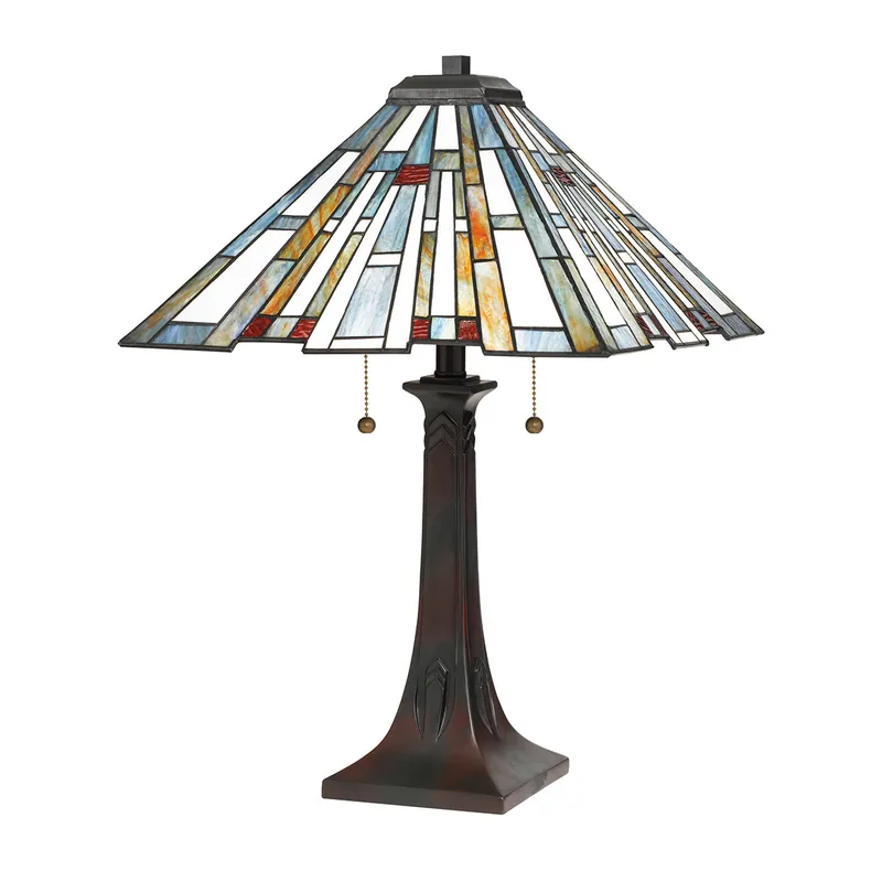 Prezzo Conveniente Lampada da tavolo a 2 luci con struttura in acciaio e paralume in vetro - 60W - IP20