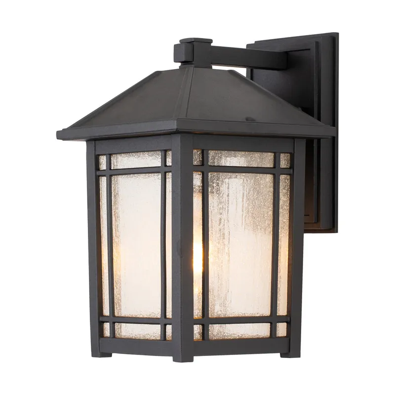 Saldi Lanterna da parete media in alluminio e diffusore in vetro dal design rustico - 60W - IP44