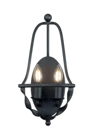 Lampada da parete dal design rustico in acciaio con 2 diffusori - 40W - IP20 Popolare