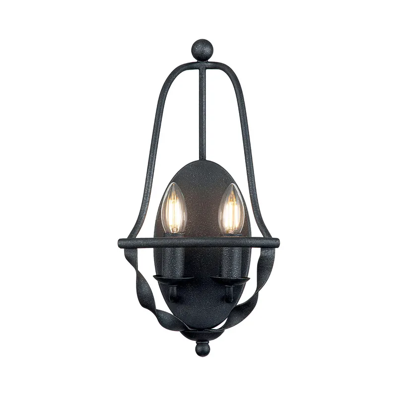 Lampada da parete dal design rustico in acciaio con 2 diffusori - 40W - IP20 Popolare