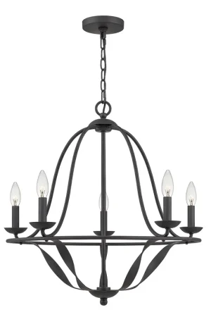 Ultimissimo Modello Lampadario grande dal design rustico in acciaio con diffusore a 5 luci - 40W - IP20