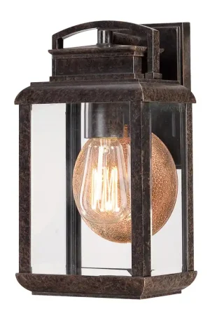 Di Tendenza Lanterna da parete piccola rustica in metallo con diffusore in vetro a 1 luce - 100W - IP44