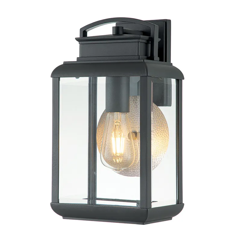 Ultimissimo Modello Lanterna da parete media rustica in metallo con diffusore in vetro a 1 luce - 100W - IP44