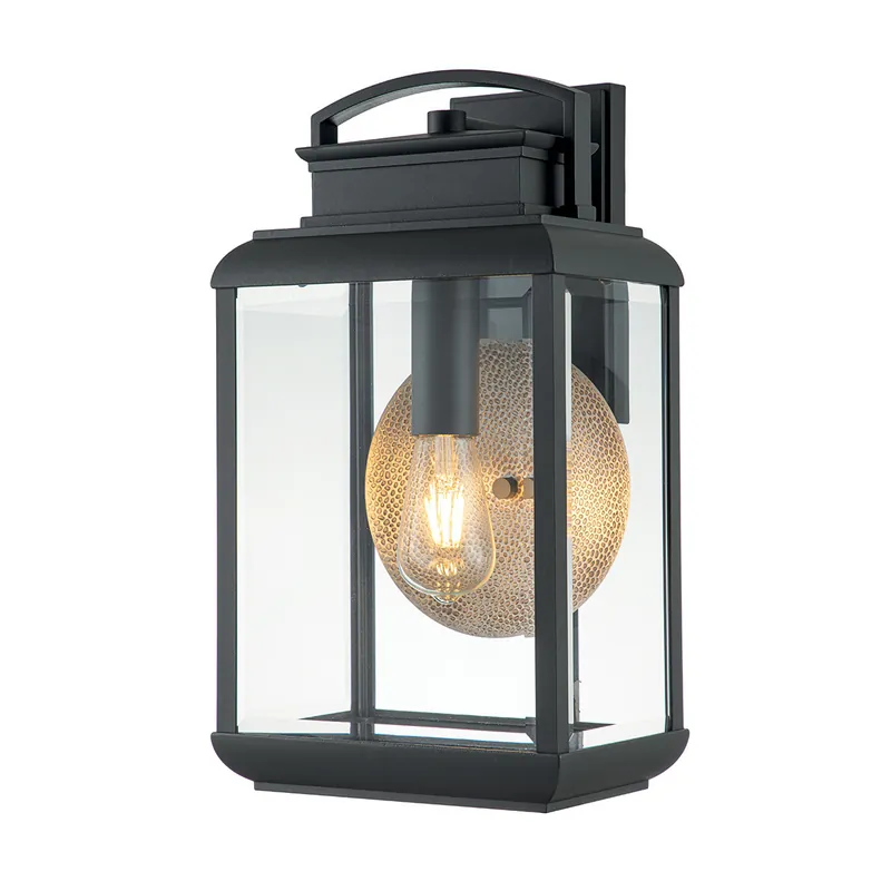 Prezzo Scontato Lanterna da parete grande rustica in metallo con diffusore in vetro a 1 luce - 100W - IP44