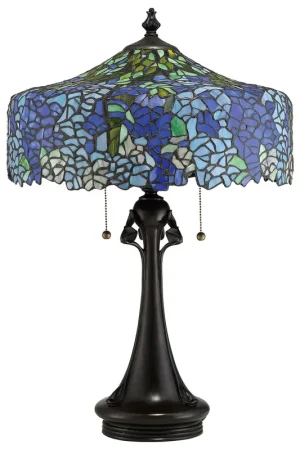 Lampada da tavolo classica in acciaio con paralume in vetro tiffany a 1 luce - 60W - IP20 Prezzo Conveniente