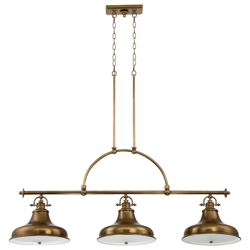 Lampadario lineare dal design industrial con diffusori in metallo a 3 luce - 100W - IP20 Spedizione Espresso