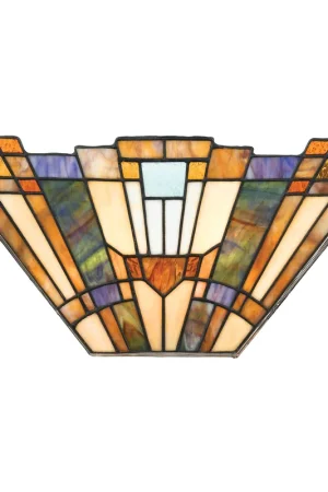 Applique da parete in metallo con paralume in vetro tiffany a 2 luci - 60W - IP20 Prezzo Basso